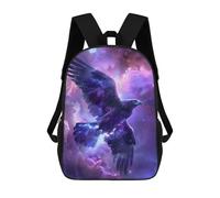 sinyumoney 3D Printed Children's School Cosmic Eagle Soaring Through Nebula Backpack High Capacity Travel Book Bags Fashion Rucksacks Kids School Casual Back Pack 17inch