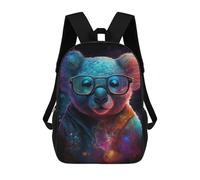 sinyumoney 3D Printed Children's School Cosmic Koala Glasses Backpack for Kids High Capacity Travel Rucksacks Book Bags Kids School Bag Back Pack 17inch
