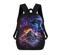 sinyumoney 3D Printed Children's School Cosmic Mountain Portrait Backpack High Capacity Travel Book Bags Fashion Rucksacks Kids School Casual Back Pack 17inch