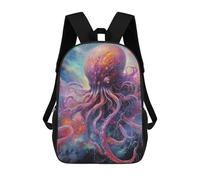 sinyumoney 3D Printed Children's School Cosmic Octopus Artwork Backpack for Kids High Capacity Travel Rucksacks Book Bags Kids School Bag Back Pack 17inch