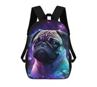 sinyumoney 3D Printed Children's School Cosmic Pug Portrait-15 Backpack High Capacity Travel Book Bags Fashion Rucksacks Kids School Casual Back Pack 17inch