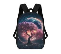 sinyumoney 3D Printed Children's School Cosmic Sakura Tree Backpack for Kids High Capacity Travel Fashion Rucksacks Kids School Bag Casual Back Pack 17inch