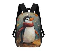 sinyumoney 3D Printed Children's School Cozy Penguin in Autumn Backpack High Capacity Travel Book Bags Fashion Rucksacks Kids School Casual Back Pack 17inch