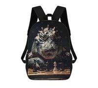 sinyumoney 3D Printed Children's School Crocodile Chess Backpack for Kids High Capacity Travel Fashion Rucksacks Kids School Bag Casual Back Pack 17inch