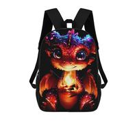 sinyumoney 3D Printed Children's School Cute Baby Dragon Art Backpack High Capacity Travel Book Bags Fashion Rucksacks Kids School Casual Back Pack 17inch