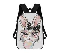 sinyumoney 3D Printed Children's School Cute Bunny with Bubblegum Backpack for Kids High Capacity Travel Fashion Rucksacks Kids School Bag Casual Back Pack 17inch