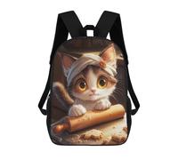 sinyumoney 3D Printed Children's School Cute Cat Baking Cookies Backpack High Capacity Travel Book Bags Fashion Rucksacks Kids School Casual Back Pack 17inch