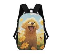 sinyumoney 3D Printed Children's School Cute Happy Goldendoodle Backpack for Kids High Capacity Travel Fashion Rucksacks Kids School Bag Casual Back Pack 17inch