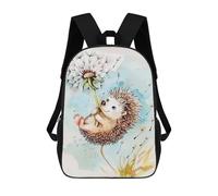 sinyumoney 3D Printed Children's School Cute Hedgehog with Dandelion Backpack High Capacity Travel Book Bags Fashion Rucksacks Kids School Casual Back Pack 17inch