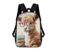 sinyumoney 3D Printed Children's School Cute Lamb Coffee Addict Backpack for Kids High Capacity Travel Rucksacks Book Bags Kids School Bag Back Pack 17inch