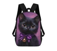 sinyumoney 3D Printed Children's School Cute Victorian Black Cat Backpack High Capacity Travel Book Bags Fashion Rucksacks Kids School Casual Back Pack 17inch