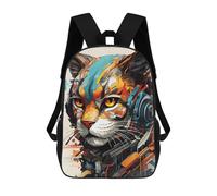 sinyumoney 3D Printed Children's School Cyborg Cat Machine Head Backpack High Capacity Travel Book Bags Fashion Rucksacks Kids School Casual Back Pack 17inch