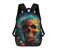 sinyumoney 3D Printed Children's School Day of The Dead Skull Artwork Backpack High Capacity Travel Book Bags Fashion Rucksacks Kids School Casual Back Pack 17inch