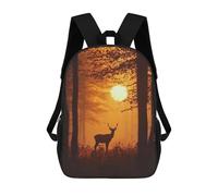 sinyumoney 3D Printed Children's School Deer Silhouette at Sunset Backpack for Kids High Capacity Travel Fashion Rucksacks Kids School Bag Casual Back Pack 17inch
