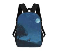 sinyumoney 3D Printed Children's School Deer Under Starry Sky Backpack for Kids High Capacity Travel Fashion Rucksacks Kids School Bag Casual Back Pack 17inch