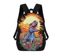 sinyumoney 3D Printed Children's School Dinosaur Paradise Tropical Sunset Backpack for Kids High Capacity Travel Fashion Rucksacks Kids School Bag Casual Back Pack 17inch