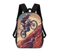 sinyumoney 3D Printed Children's School Dirtbike Desert Downhill Backpack for Kids High Capacity Travel Fashion Rucksacks Kids School Bag Casual Back Pack 17inch