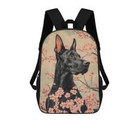 sinyumoney 3D Printed Children's School Doberman with Cherry Blossoms Blossom Dog Poster Backpack for Kids High Capacity Travel Fashion Rucksacks Kids School Bag Casual Back Pack 17inch