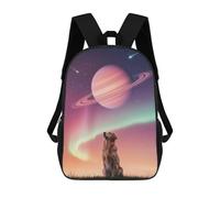 sinyumoney 3D Printed Children's School Dog Gazing at Space Aurora Backpack for Kids High Capacity Travel Fashion Rucksacks Kids School Bag Casual Back Pack 17inch