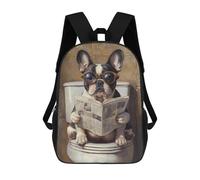 sinyumoney 3D Printed Children's School Dog Reading Newspaper on Toilet -2 Backpack High Capacity Travel Book Bags Fashion Rucksacks Kids School Casual Back Pack 17inch