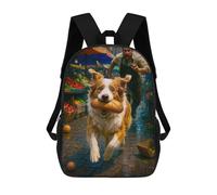 sinyumoney 3D Printed Children's School Dog Steals Bread at The Market Backpack for Kids High Capacity Travel Fashion Rucksacks Kids School Bag Casual Back Pack 17inch