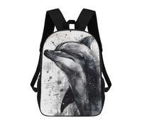 sinyumoney 3D Printed Children's School Dolphin Beauty Watercolor Backpack for Kids High Capacity Travel Fashion Rucksacks Kids School Bag Casual Back Pack 17inch