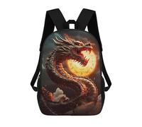 sinyumoney 3D Printed Children's School Dragon Moon Rising -2 Backpack for Kids High Capacity Travel Rucksacks Book Bags Kids School Bag Back Pack 17inch