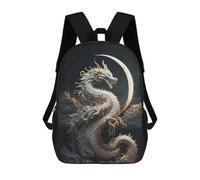 sinyumoney 3D Printed Children's School Dragon Moonlit Sky -10 Backpack for Kids High Capacity Travel Rucksacks Book Bags Kids School Bag Back Pack 17inch