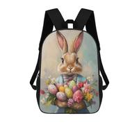 sinyumoney 3D Printed Children's School Easter Bunny with Eggs And Flowers-1 Backpack High Capacity Travel Book Bags Fashion Rucksacks Kids School Casual Back Pack 17inch
