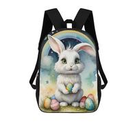 sinyumoney 3D Printed Children's School Easter Bunny with Rainbow Eggs Backpack High Capacity Travel Book Bags Fashion Rucksacks Kids School Casual Back Pack 17inch