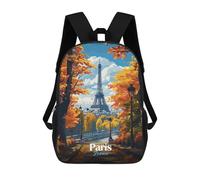 sinyumoney 3D Printed Children's School Eiffel Tower Autumn View Backpack for Kids High Capacity Travel Fashion Rucksacks Kids School Bag Casual Back Pack 17inch