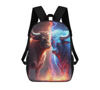 sinyumoney 3D Printed Children's School Electric Bull Vs. Fire Bull Energy Clash Backpack High Capacity Travel Book Bags Fashion Rucksacks Kids School Casual Back Pack 17inch