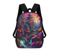 sinyumoney 3D Printed Children's School Enchanted Asian Landscape Backpack for Kids High Capacity Travel Rucksacks Book Bags Kids School Bag Back Pack 17inch