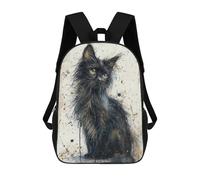 sinyumoney 3D Printed Children's School Enchanted Black Kitten Backpack for Kids High Capacity Travel Fashion Rucksacks Kids School Bag Casual Back Pack 17inch