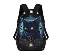 sinyumoney 3D Printed Children's School Enchanted Celestial Cat Art Print Backpack for Kids High Capacity Travel Fashion Rucksacks Kids School Bag Casual Back Pack 17inch