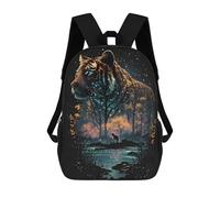 sinyumoney 3D Printed Children's School Enchanted Tiger Reflections Backpack for Kids High Capacity Travel Rucksacks Book Bags Kids School Bag Back Pack 17inch