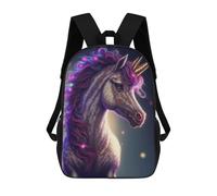 sinyumoney 3D Printed Children's School Enchanted Unicorn Portrait Backpack for Kids High Capacity Travel Fashion Rucksacks Kids School Bag Casual Back Pack 17inch