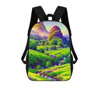 sinyumoney 3D Printed Children's School Enchanted Valley Landscape Backpack for Kids High Capacity Travel Rucksacks Book Bags Kids School Bag Back Pack 17inch