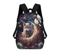 sinyumoney 3D Printed Children's School Enchanted Wolf Garden Backpack for Kids High Capacity Travel Rucksacks Book Bags Kids School Bag Back Pack 17inch