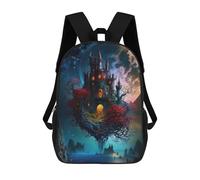 sinyumoney 3D Printed Children's School Fantasy Castle Under The Moon -1 Backpack for Kids High Capacity Travel Rucksacks Book Bags Kids School Bag Back Pack 17inch