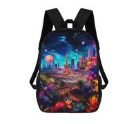 sinyumoney 3D Printed Children's School Fantasy Cityscape with Eiffel Tower Backpack for Kids High Capacity Travel Rucksacks Book Bags Kids School Bag Back Pack 17inch