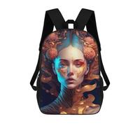 sinyumoney 3D Printed Children's School Fantasy Floral Headpiece Artwork Backpack for Kids High Capacity Travel Fashion Rucksacks Kids School Bag Casual Back Pack 17inch