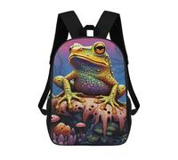 sinyumoney 3D Printed Children's School Fantasy Frog in Colorful Forest Backpack for Kids High Capacity Travel Rucksacks Book Bags Kids School Bag Back Pack 17inch