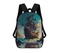 sinyumoney 3D Printed Children's School Fantasy Pirate Ship Flag Backpack for Kids High Capacity Travel Fashion Rucksacks Kids School Bag Casual Back Pack 17inch