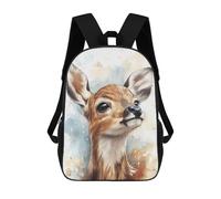 sinyumoney 3D Printed Children's School Fawn Watercolor Portrait Backpack for Kids High Capacity Travel Fashion Rucksacks Kids School Bag Casual Back Pack 17inch