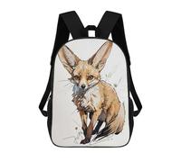 sinyumoney 3D Printed Children's School Fennec Fox Illustration Backpack for Kids High Capacity Travel Fashion Rucksacks Kids School Bag Casual Back Pack 17inch