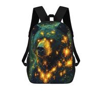 sinyumoney 3D Printed Children's School Fiery Bear in Forest Backpack for Kids High Capacity Travel Fashion Rucksacks Kids School Bag Casual Back Pack 17inch