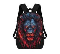 sinyumoney 3D Printed Children's School Fiery Lion Portrait Backpack for Kids High Capacity Travel Fashion Rucksacks Kids School Bag Casual Back Pack 17inch