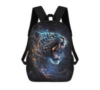 sinyumoney 3D Printed Children's School Flame Tiger Artwork Backpack for Kids High Capacity Travel Rucksacks Book Bags Kids School Bag Back Pack 17inch