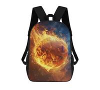 sinyumoney 3D Printed Children's School Flaming Basketball Wallpaper Backpack for Kids High Capacity Travel Rucksacks Book Bags Kids School Bag Back Pack 17inch